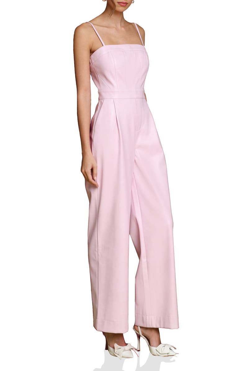 Avec Les Filles Wide Leg Faux Leather Jumpsuit, Alternate, color, 