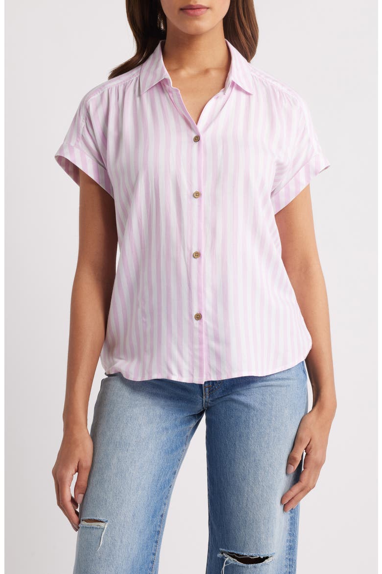 Darby Short Sleeve Button-Up Shirt, Main, color, PASTEL LAVENDER