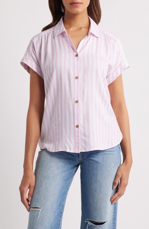 beachlunchlounge Darby Short Sleeve Button-Up Shirt in Pastel Lavender at Nordstrom, Size X-Small