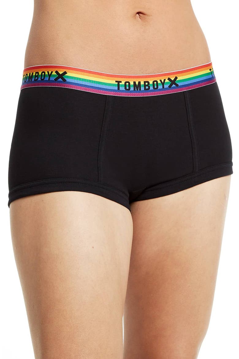 Boyshorts, Main, color, BLACK RAINBOW LOGO
