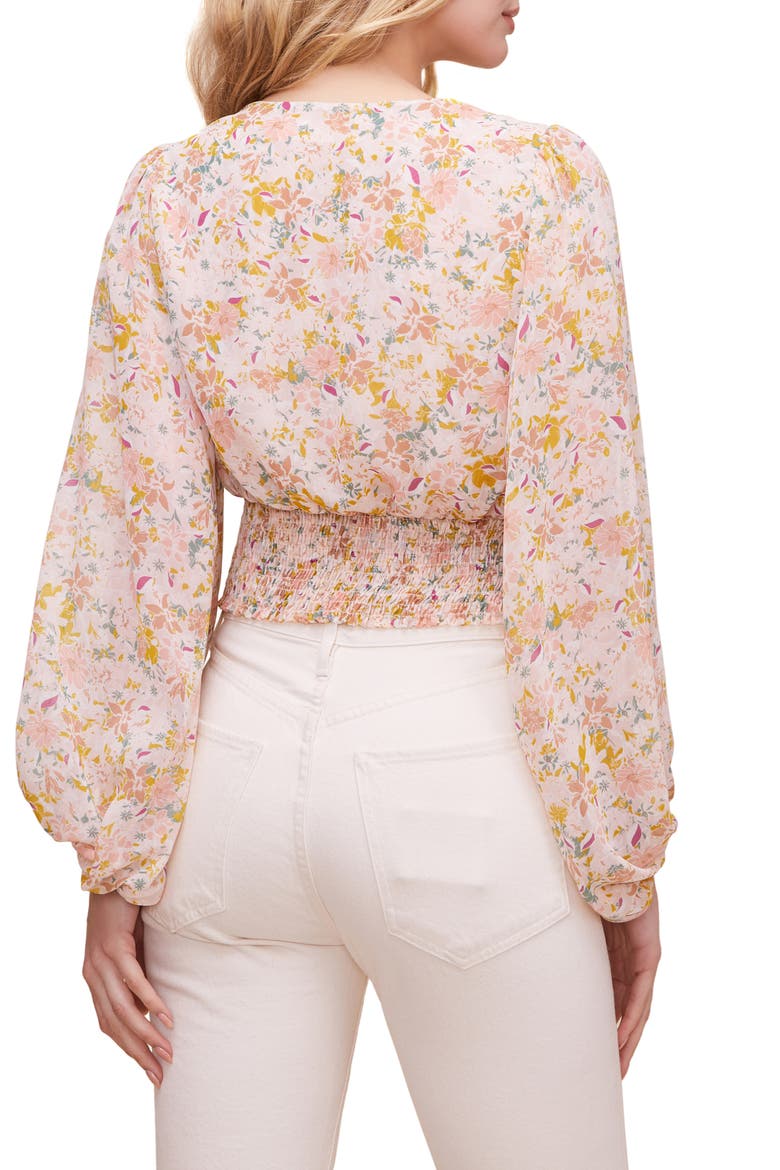 Floral Print Blouson Sleeve Top, Alternate, color, BLUSH TAUPE FLORAL