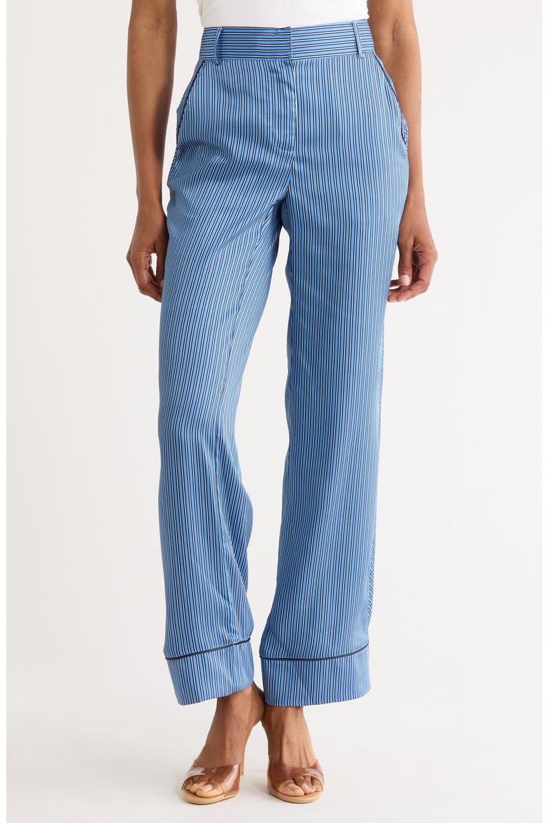 Demetria Boarder Stripe Pants, Main, color, ULTRAMARINE/ NAVY/ ECRU