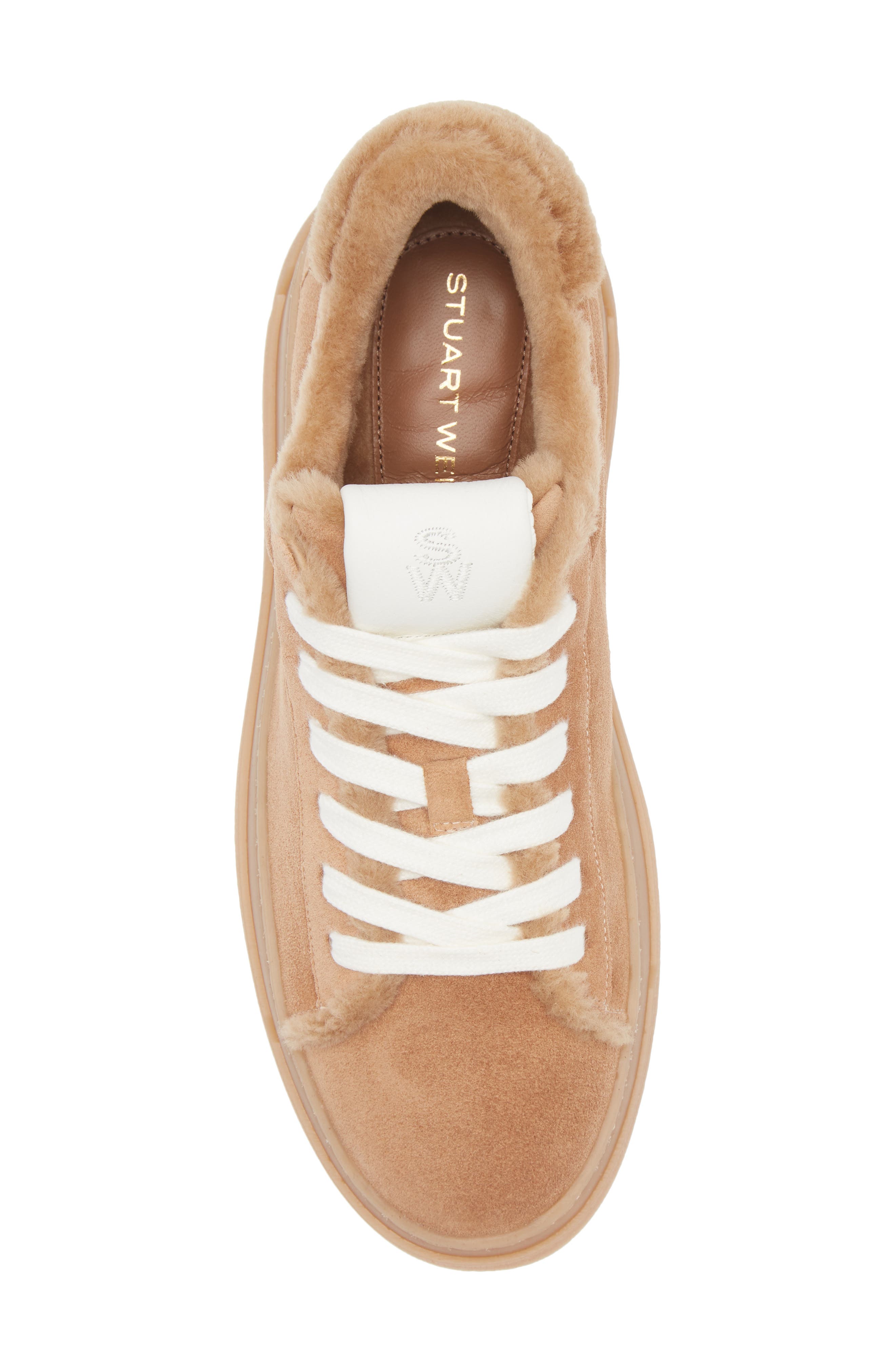 Stuart Weitzman Ellis Genuine Shearling Lined Sneaker, Alternate, color, New Camel