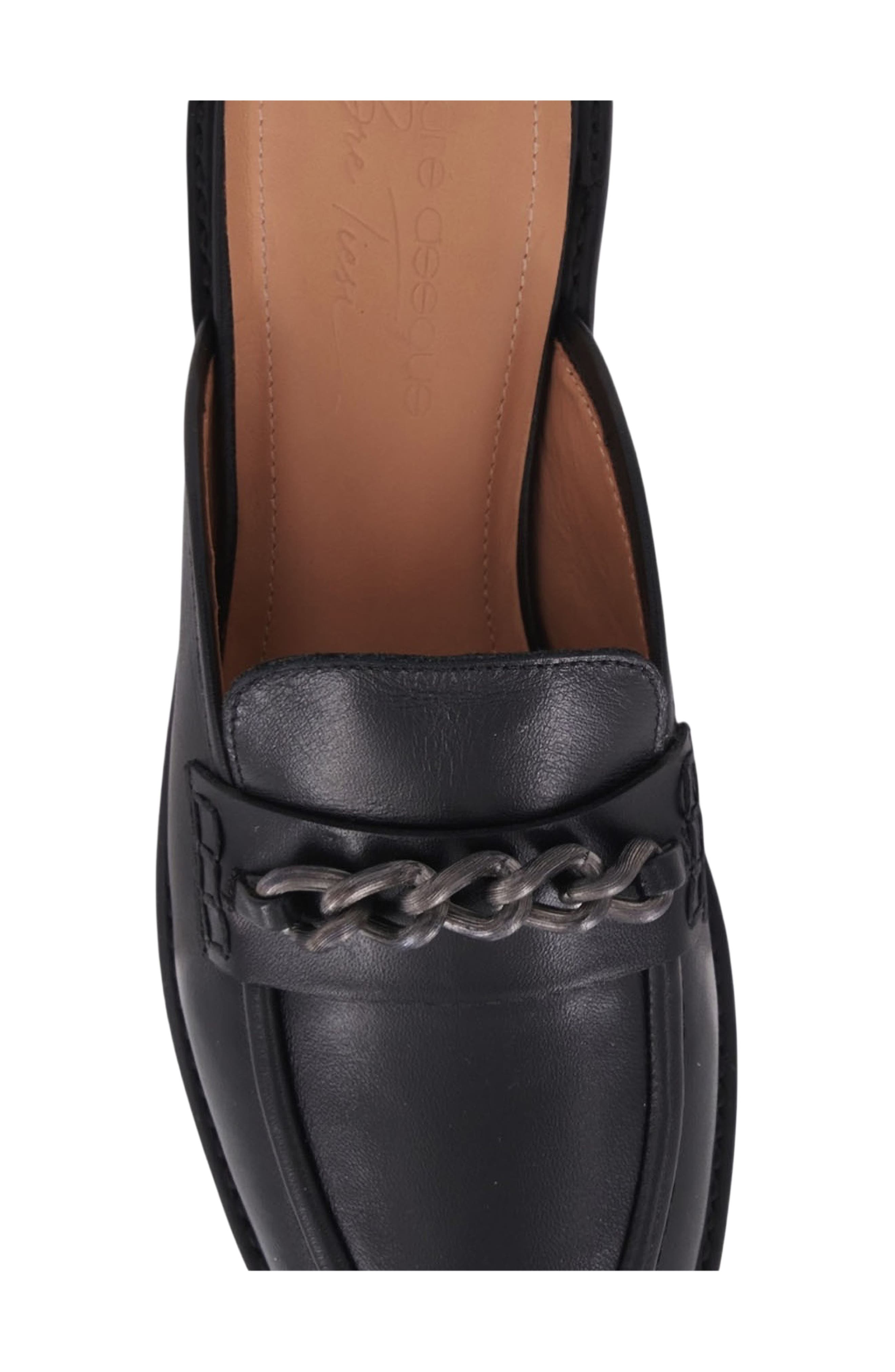 x Bre Tiesi Ruby Loafer Mule, Alternate, color, BLACK LEATHER