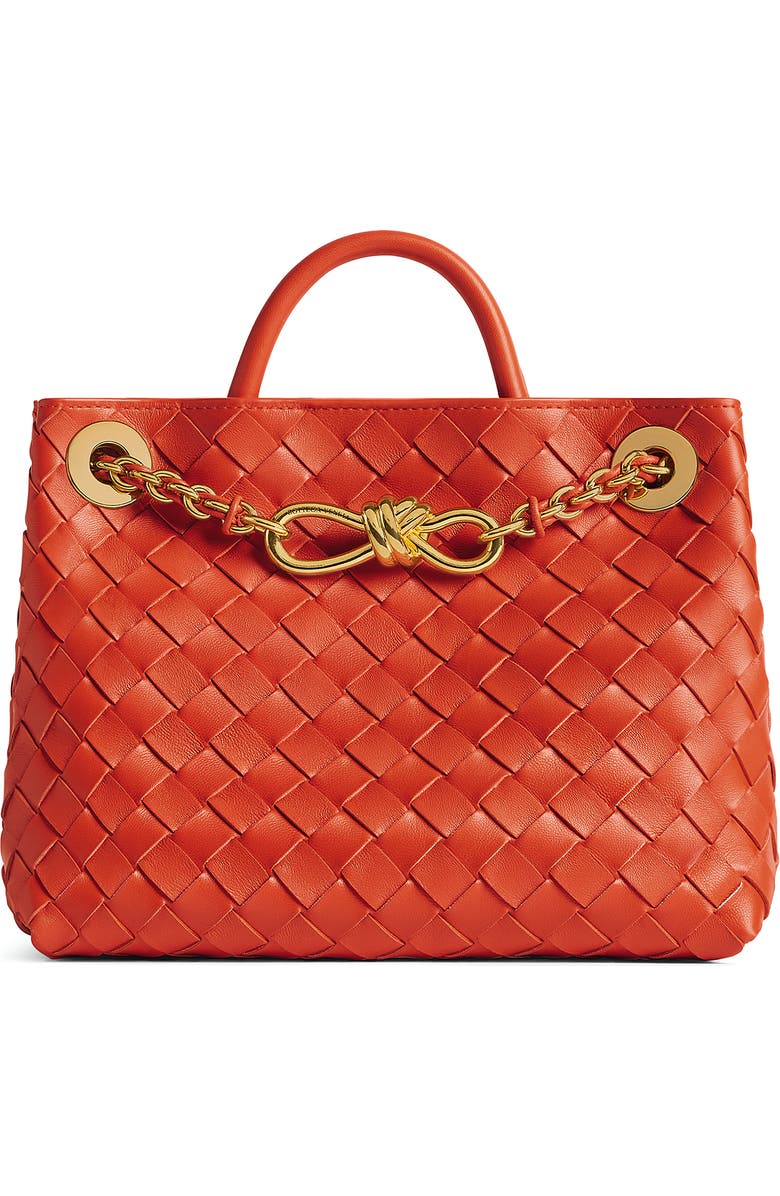 Bottega Veneta Small Andiamo Chain Leather Shoulder Bag, Main, color, Orange-Brass