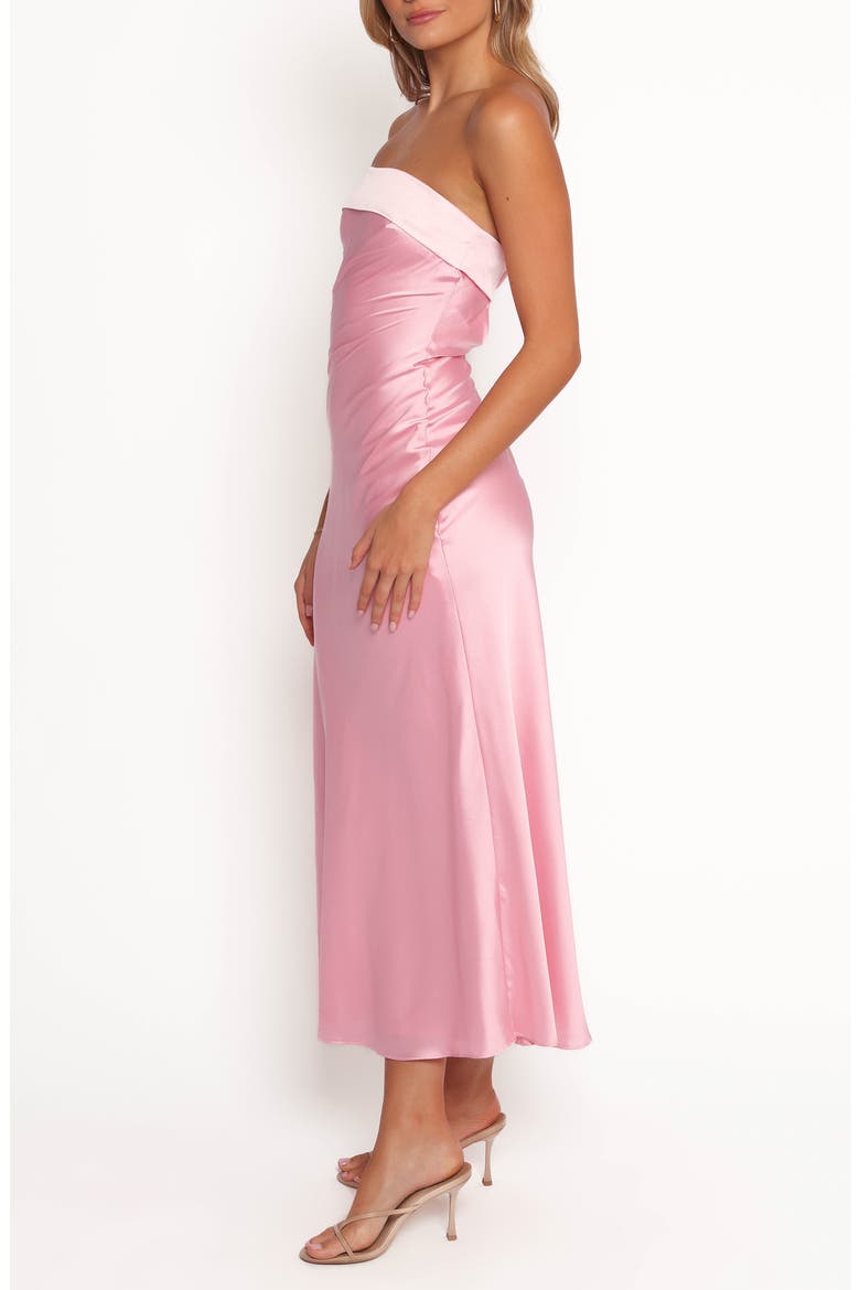 Ashe Strapless Satin Midi Dress, Alternate, color, PINK