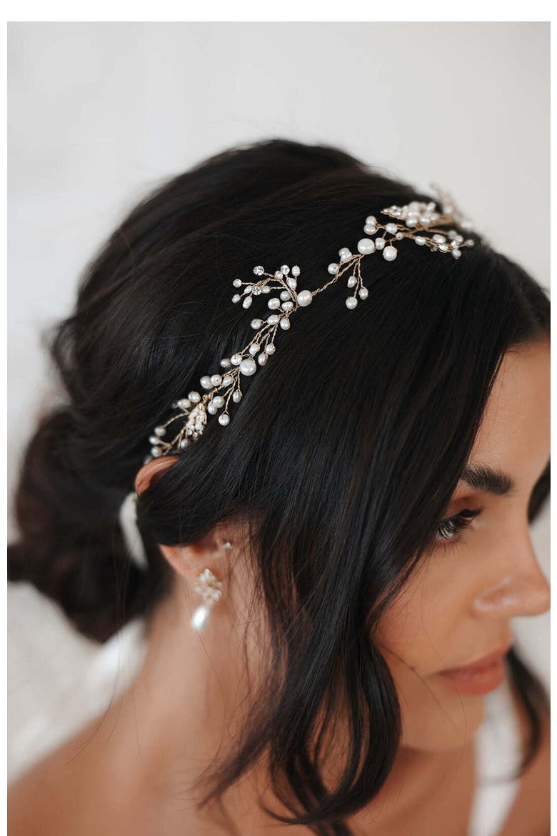 Elwood Freshwater Pearl Hair Vine, Main, color, Gold