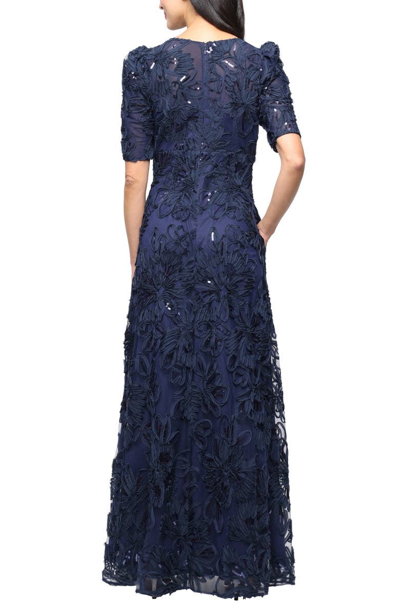 Alex Evenings Sequin Soutache Empire Waist Gown, Alternate, color, 