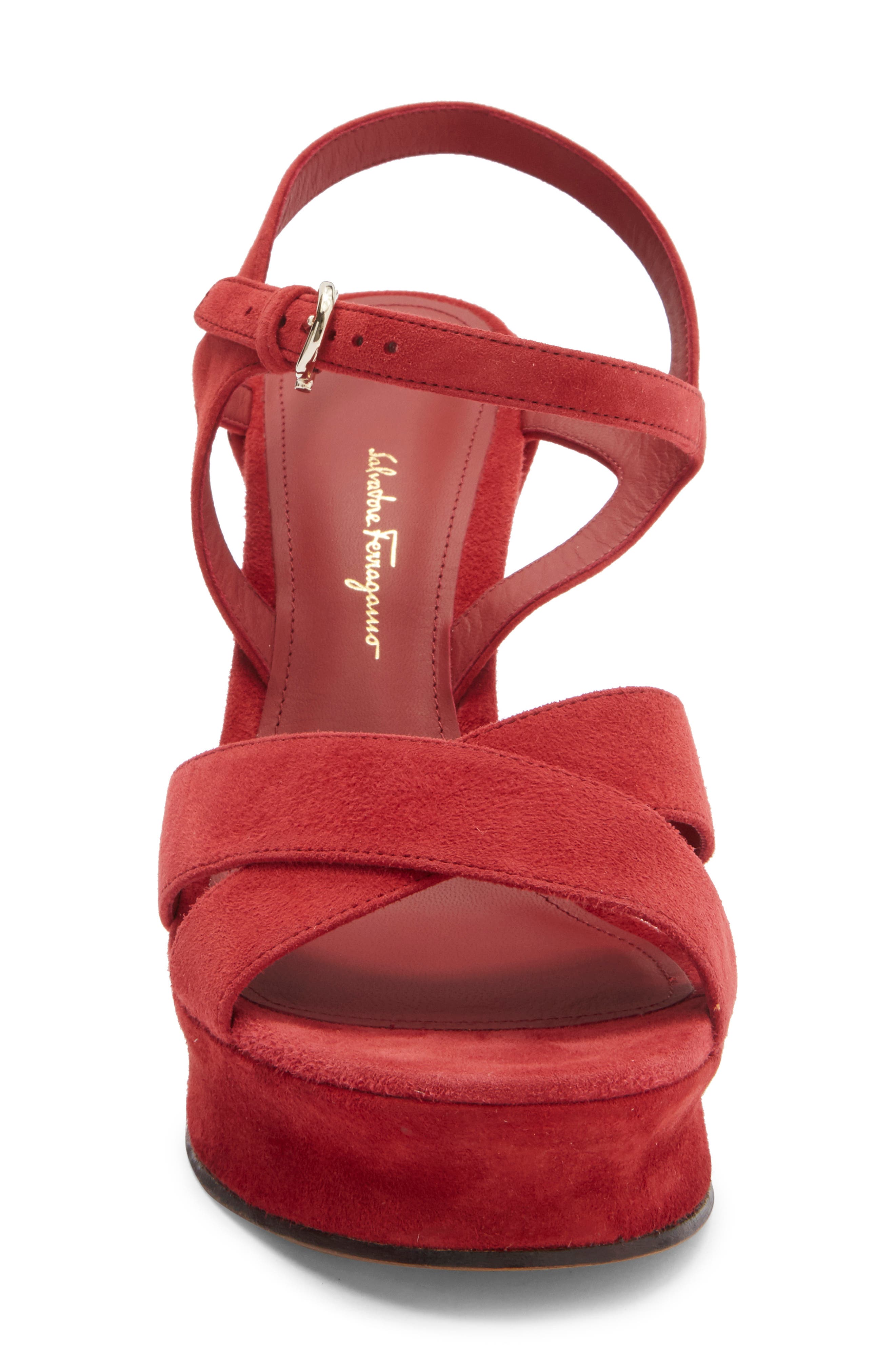 FERRAGAMO Sonya Ankle Strap Platform Sandal, Alternate, color, Rust