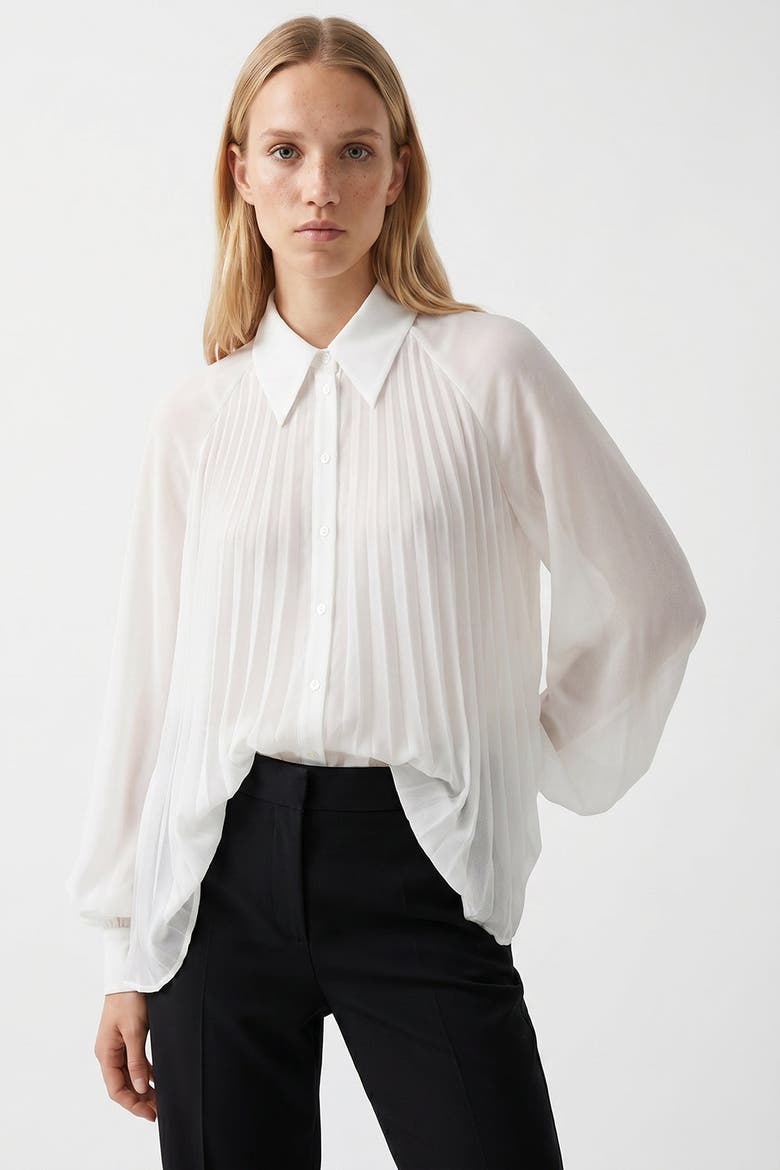 Keyla Long Sleeve Shirt With Buttoned Cuffs, Main, color, ECRU