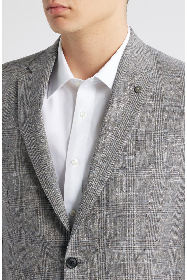 Ross Slim Fit Glen Plaid Wool & Cotton Blend Sport Coat, Alternate, color, GREY
