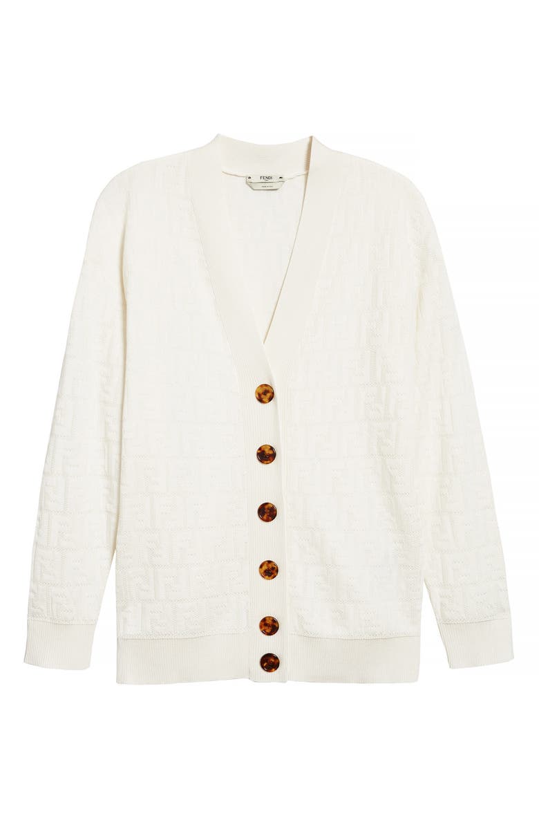 Fendi Tonal Logo Jacquard Cardigan, Main, color, 