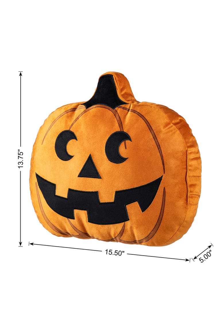 Fall and Halloween Fabric Double Sided Pumpkin Pillow, Alternate, color, Orange