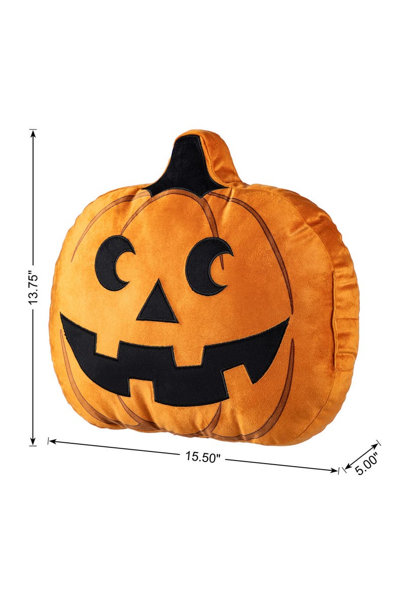Glitzhome Fall and Halloween Fabric Double Sided Pumpkin Pillow, Alternate, color, Orange