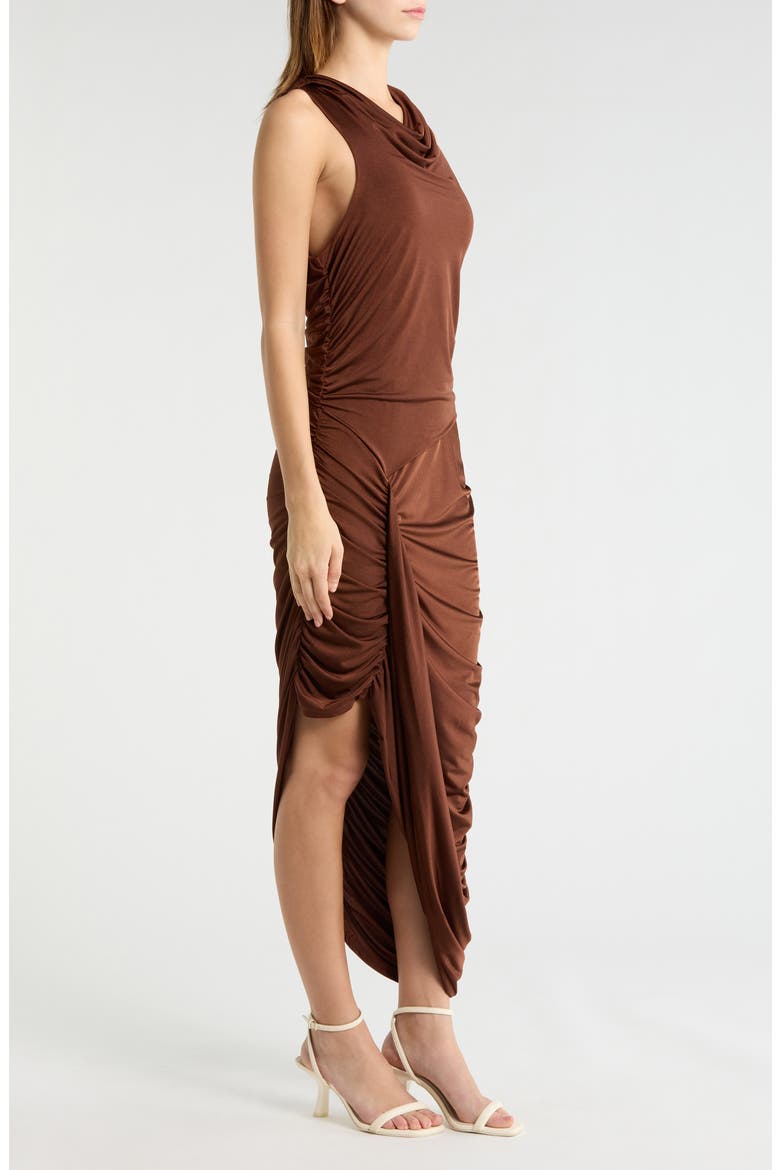 Ruched Jersey Dress, Alternate, color, RUM RAISIN