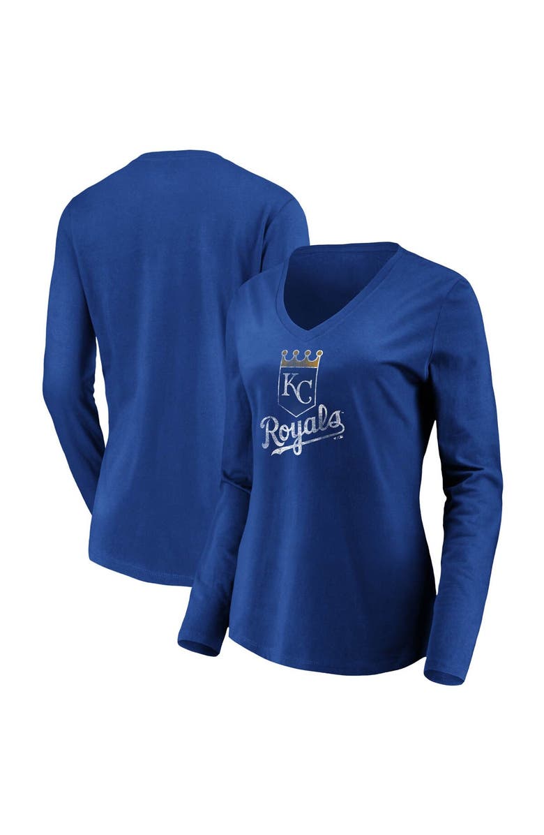 FANATICS Women's Fanatics Branded Royal Kansas City Royals Core Team Long Sleeve V-Neck T-Shirt, Alternate, color, 