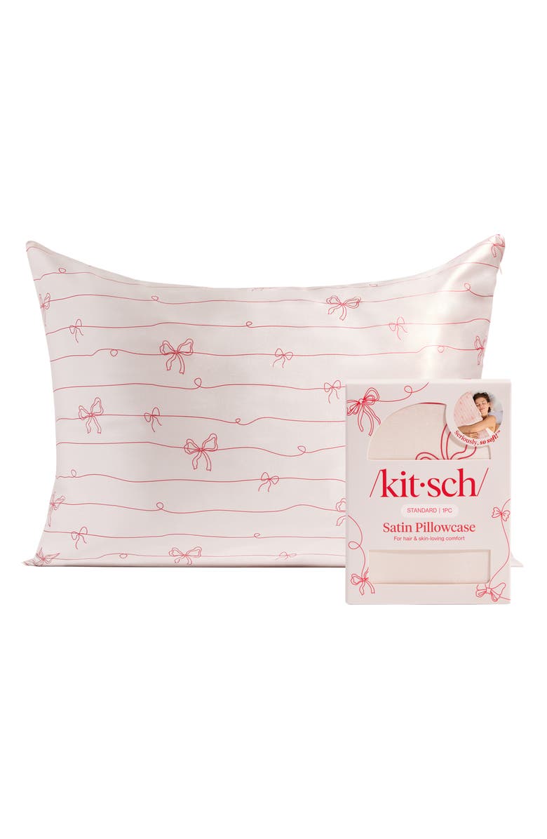 Kitsch Standard Satin Pillowcase, Main, color, Pink