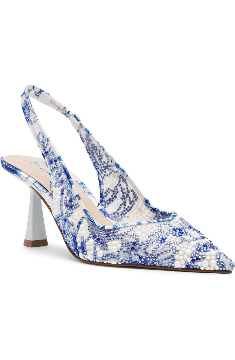 Betsey Johnson Clark Slingback Pump, Main, color, White/ Blue Floral