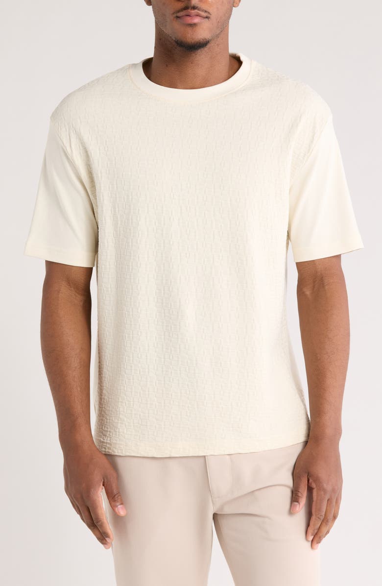 DENIM AND FLOWER Relaxed Fit Textured T-Shirt, Main, color, Cream