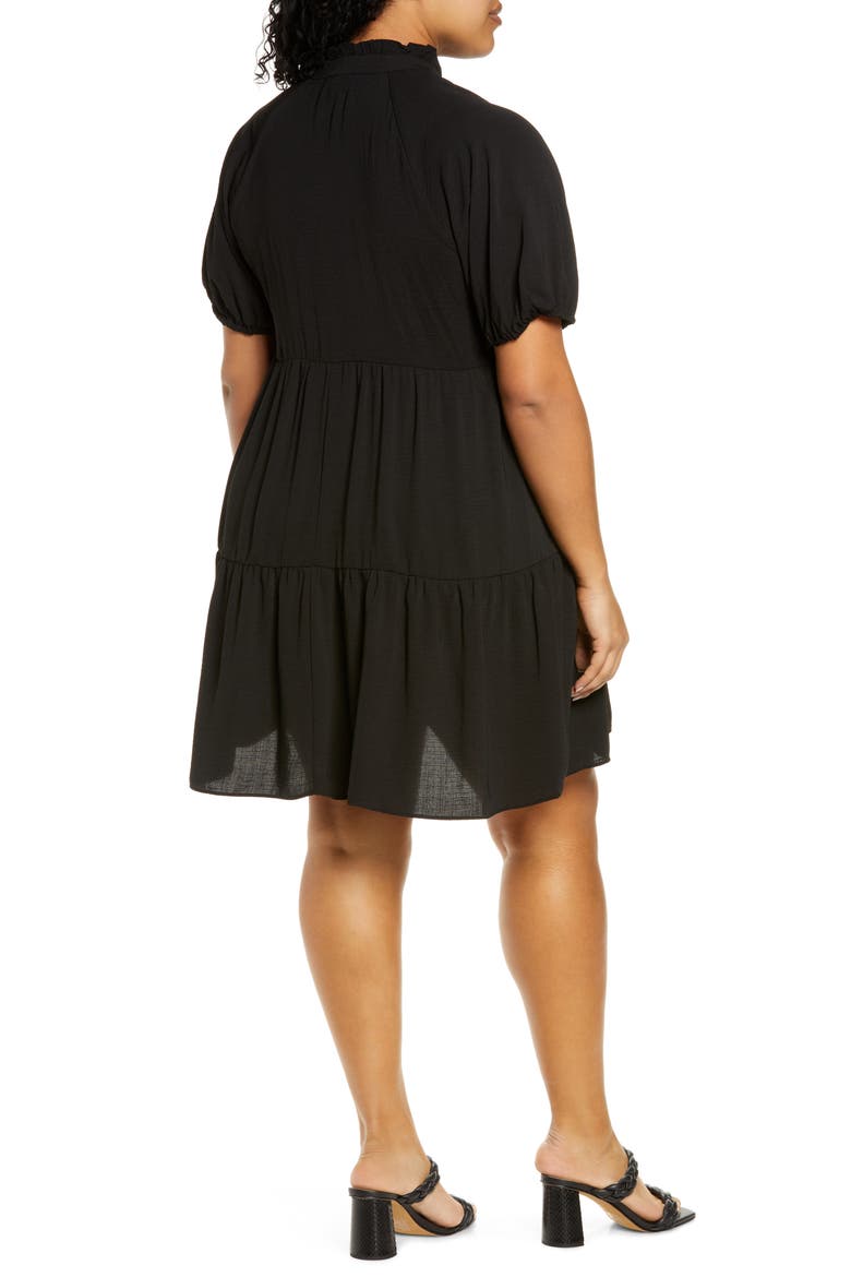 Tiered Ruffle Neck Dress, Alternate, color, RICH BLACK