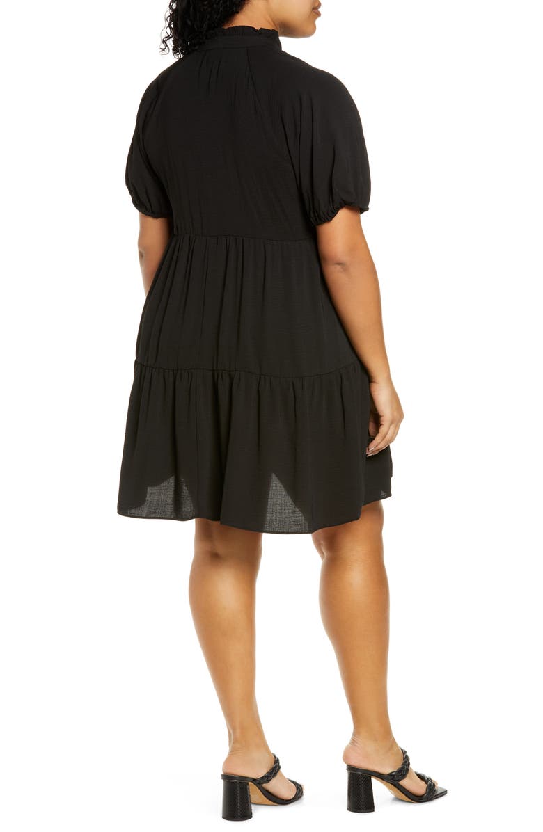 CeCe Tiered Ruffle Neck Dress, Alternate, color, Rich Black
