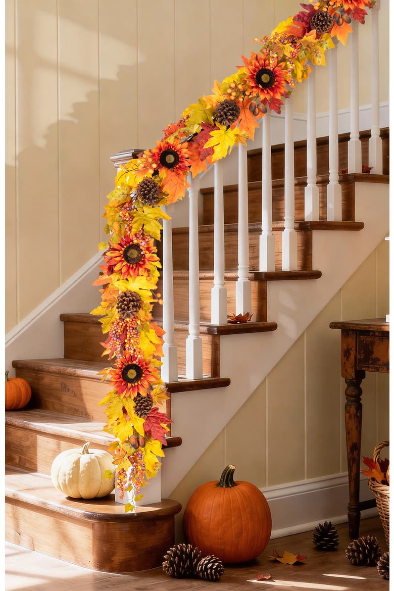 12ft Fall Oversized Sunflower Garland, Alternate, color, Orange