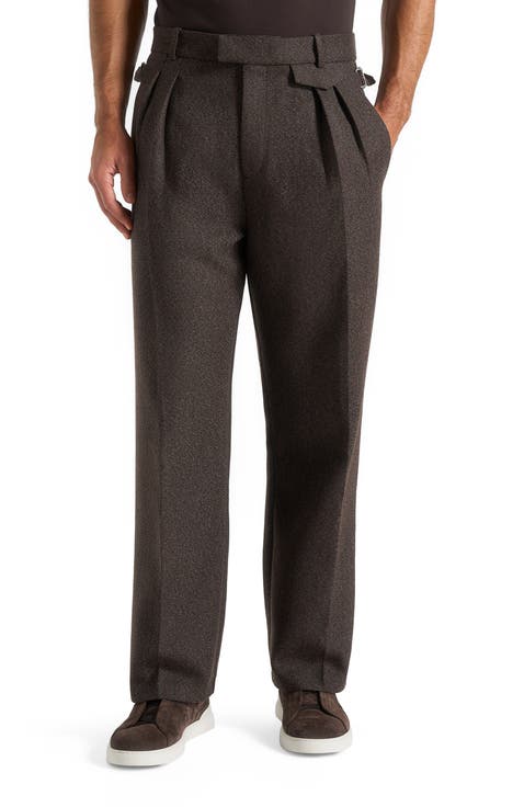 Pierre Relaxed Fit Melange Pleated Tailored Trousers