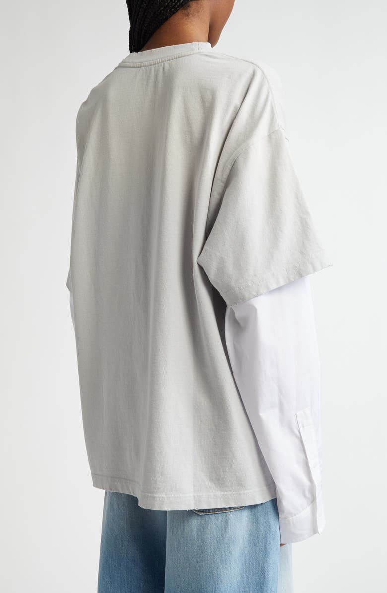 Acne Studios Edra Double U Layered Cotton Shirt, Alternate, color, Light Grey Aab