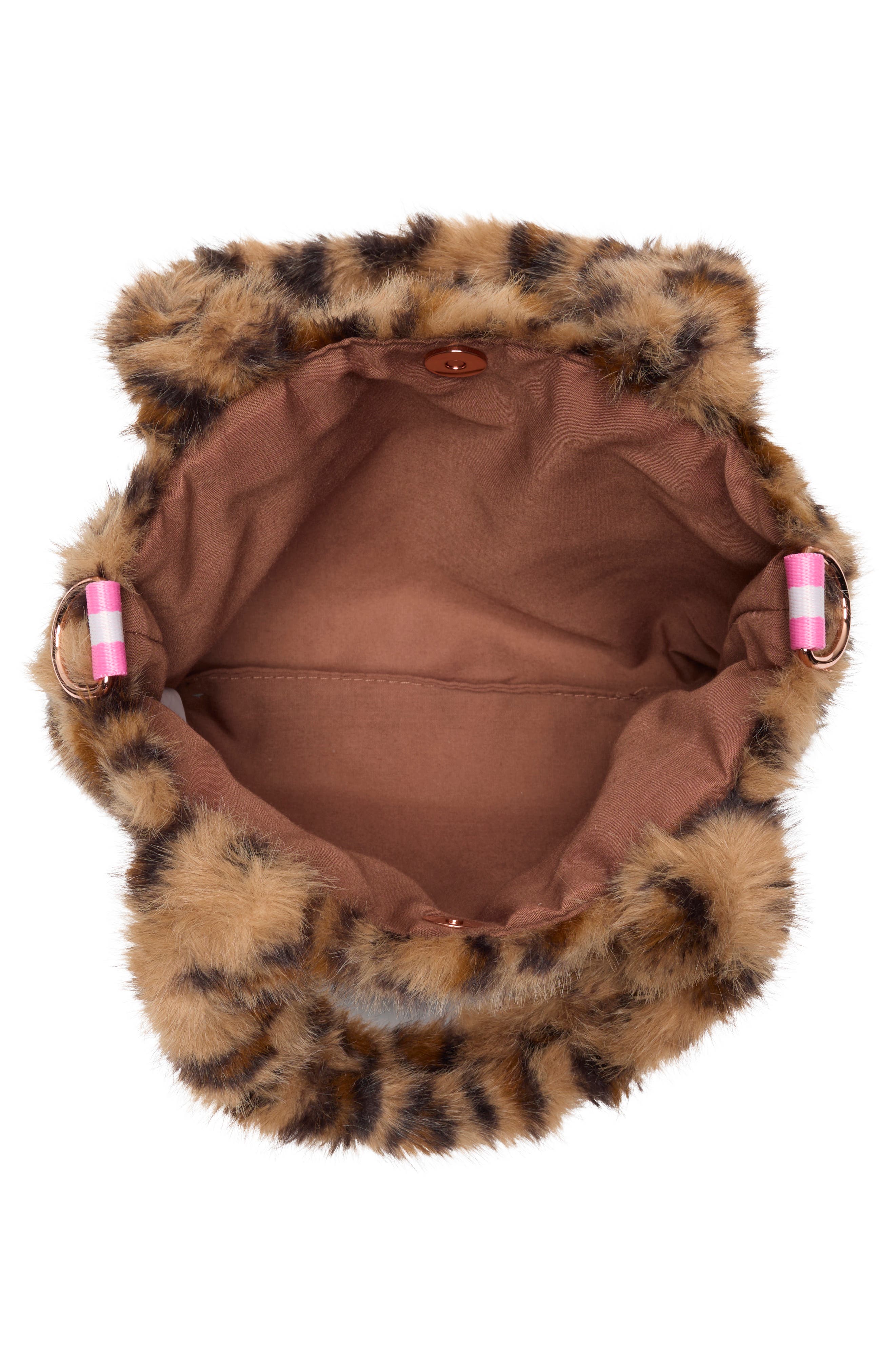 Piper & Jax Kids' Faux Fur Leopard Tote, Alternate, color, Brown