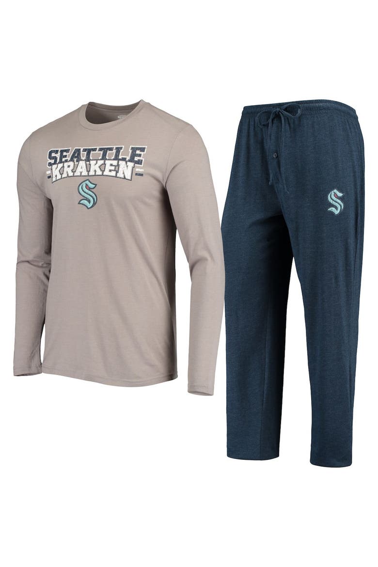 Men's Concepts Sport Gray/Deep Sea Blue Seattle Kraken Meter Long Sleeve T-Shirt & Pants Set, Alternate, color, Gray