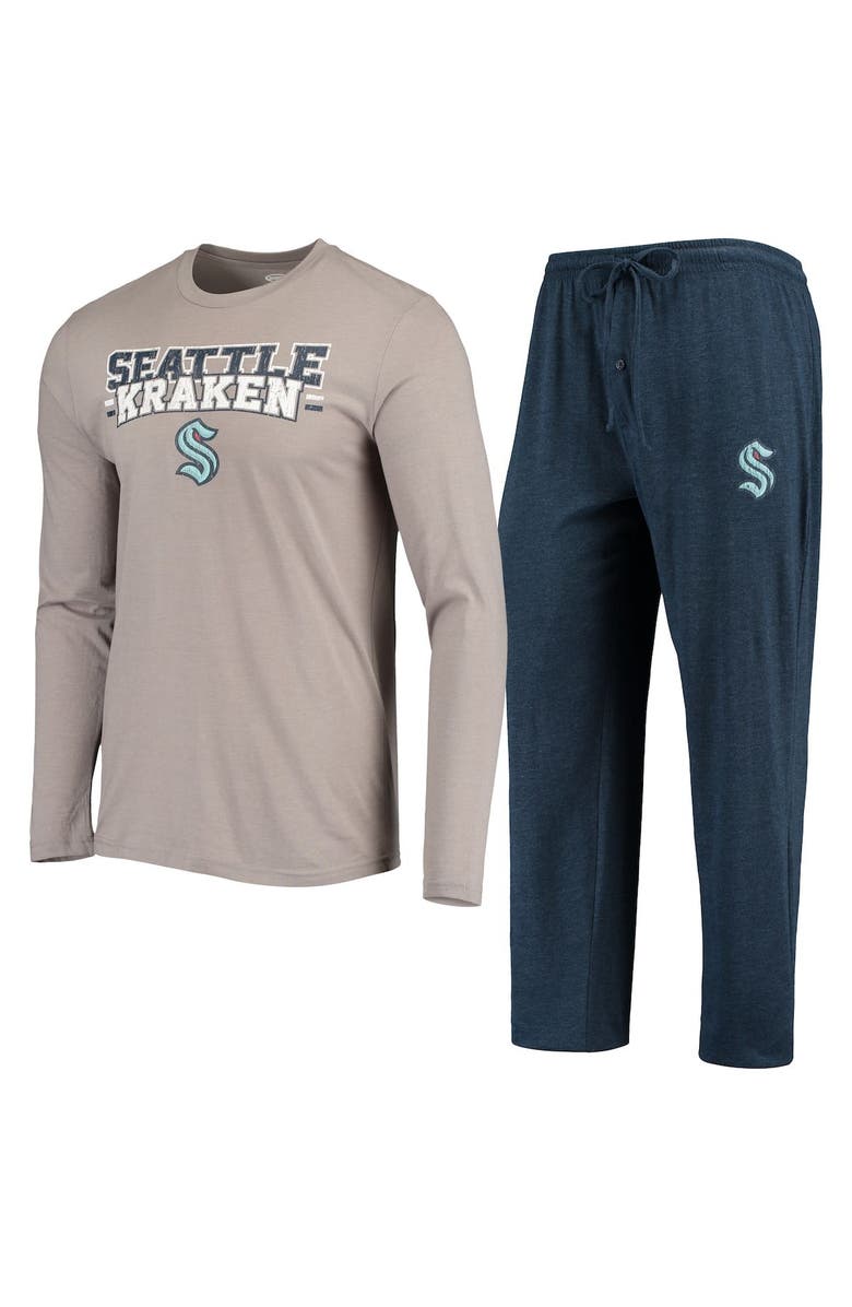 CONCEPTS SPORT Men's Concepts Sport Gray/Deep Sea Blue Seattle Kraken Meter Long Sleeve T-Shirt & Pants Set, Alternate, color, Gray