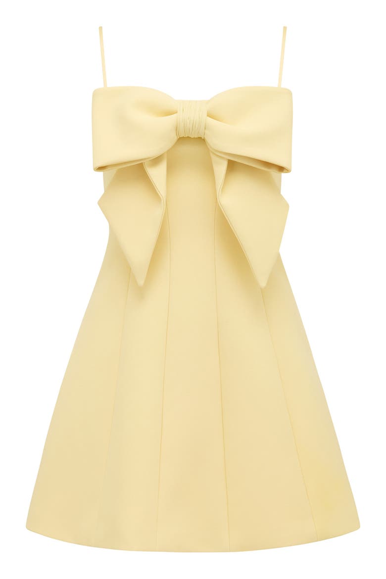 Hayley Bow Front Cocktail Minidress, Alternate, color, ASPEN GOLD
