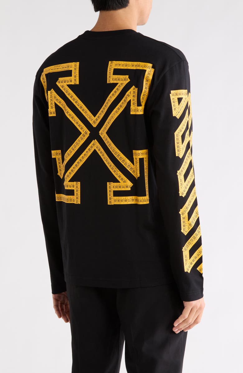 Off-White Tape Arrow Diagonal Long Sleeve Skate T-Shirt, Alternate, color, Black-Citrus