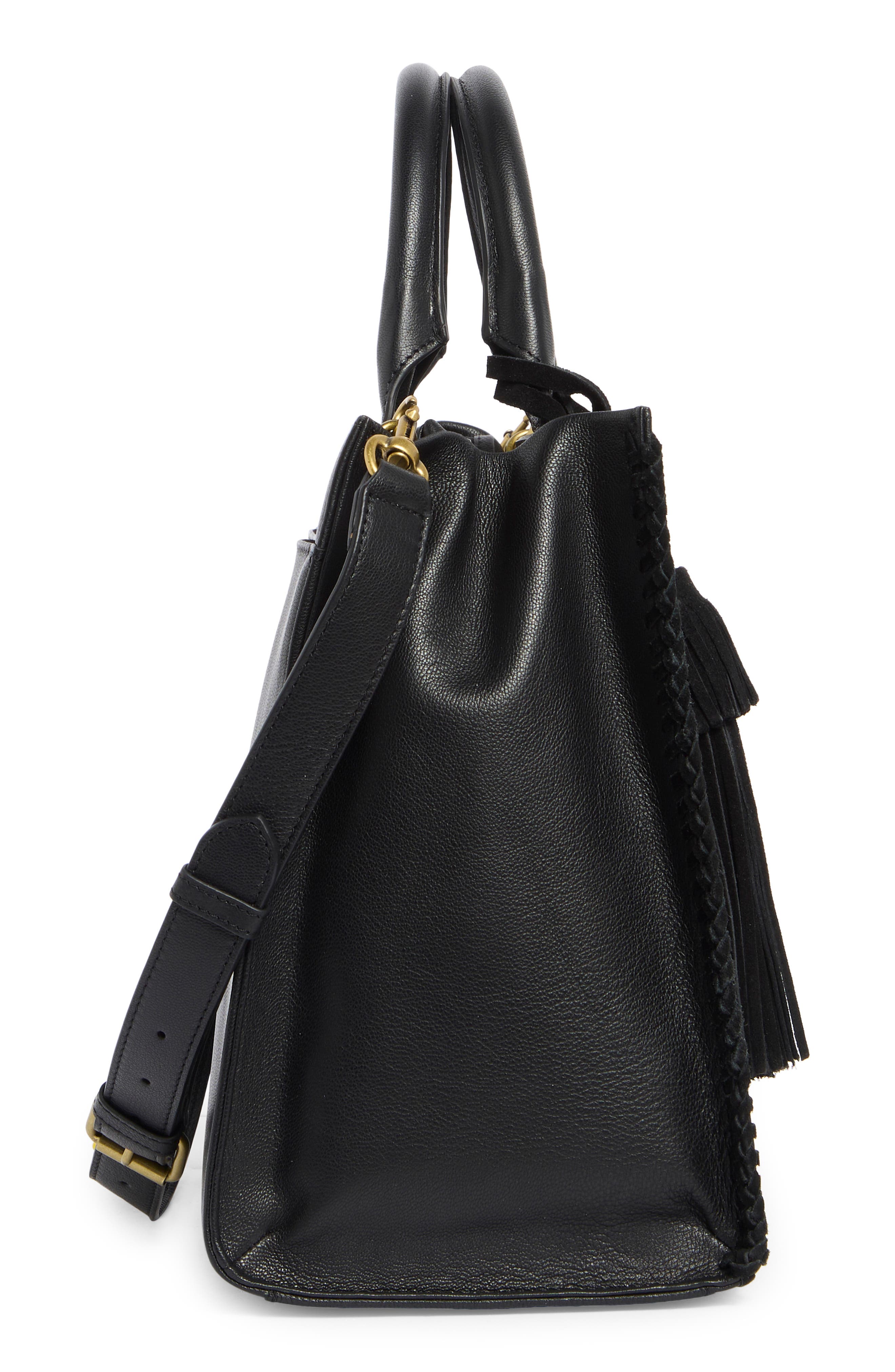 Lucky Brand Vall Tote Bag, Alternate, color, Black Suede