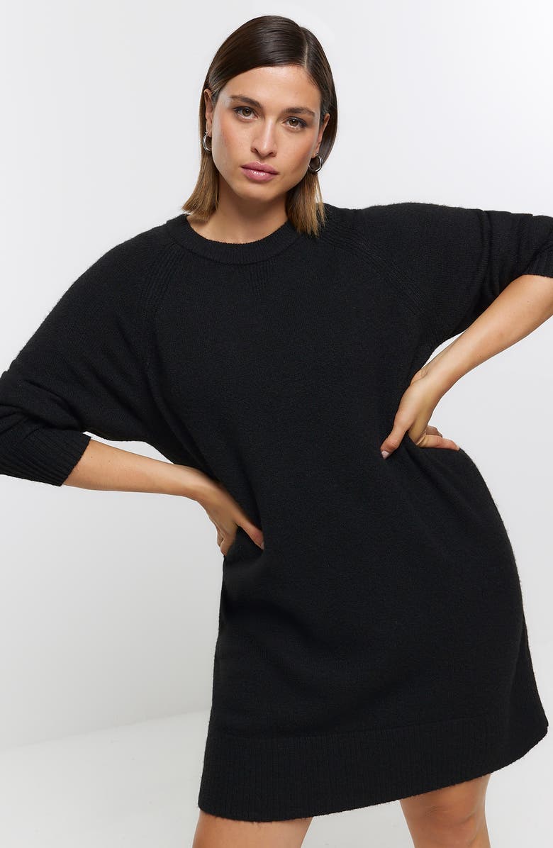 River Island Long Sleeve Crewneck Sweater Dress, Alternate, color, 