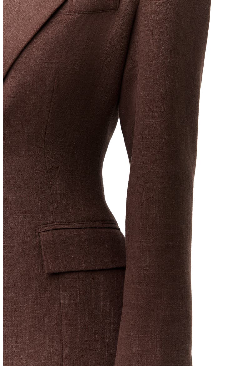 Fitted Power Shoulder Blazer, Alternate, color, DARK CHOCOLATE