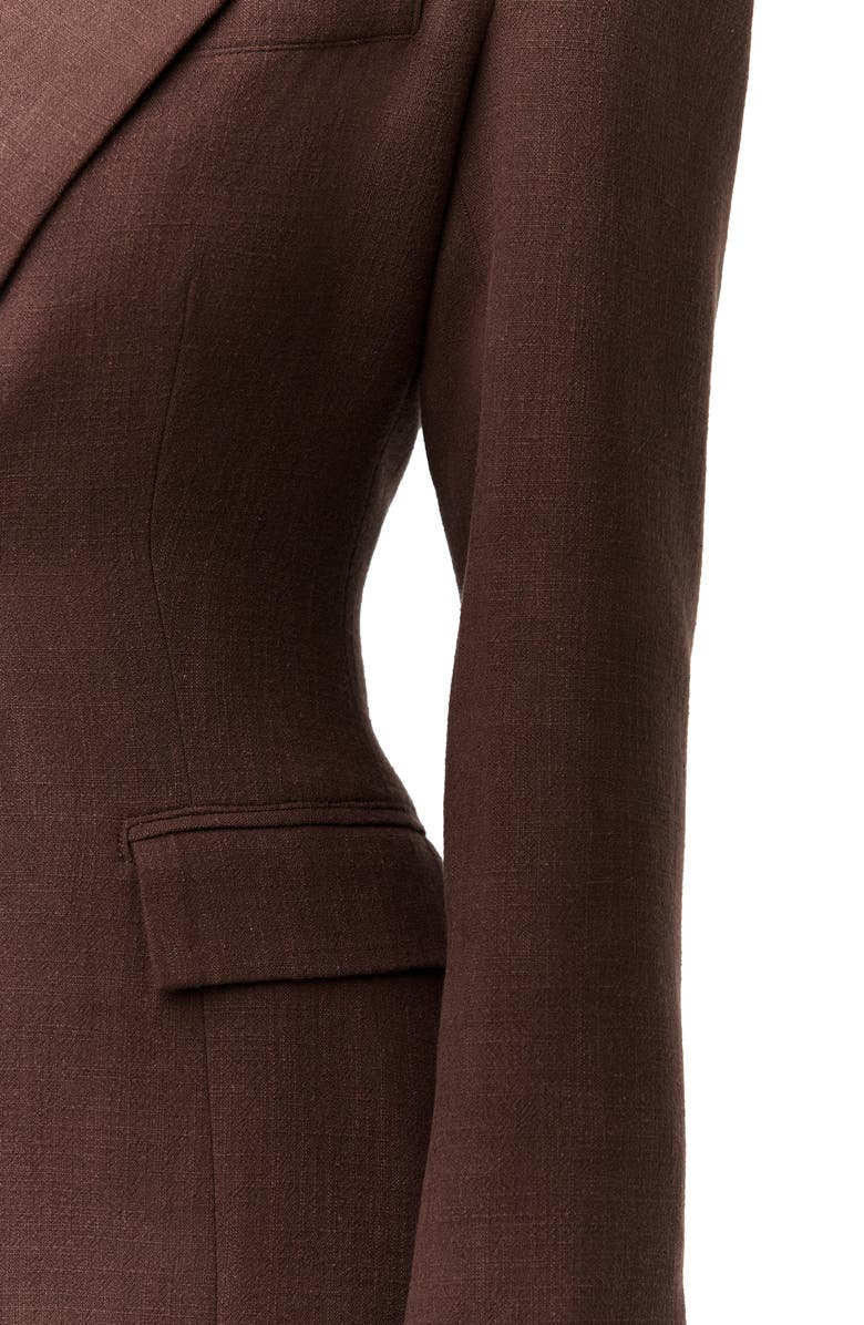 Naked Wardrobe Fitted Power Shoulder Blazer, Alternate, color, Dark Chocolate