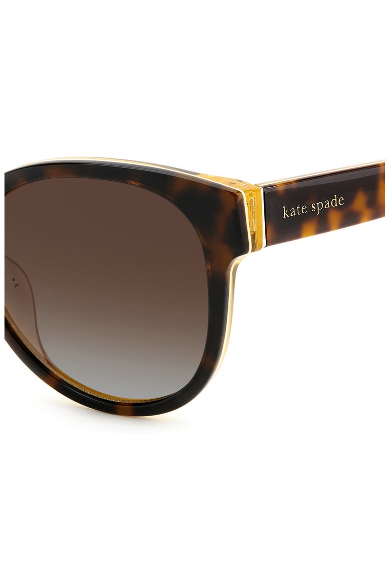 Nathalie 55mm Polarized Round Sunglasses, Alternate, color, HAVANA
