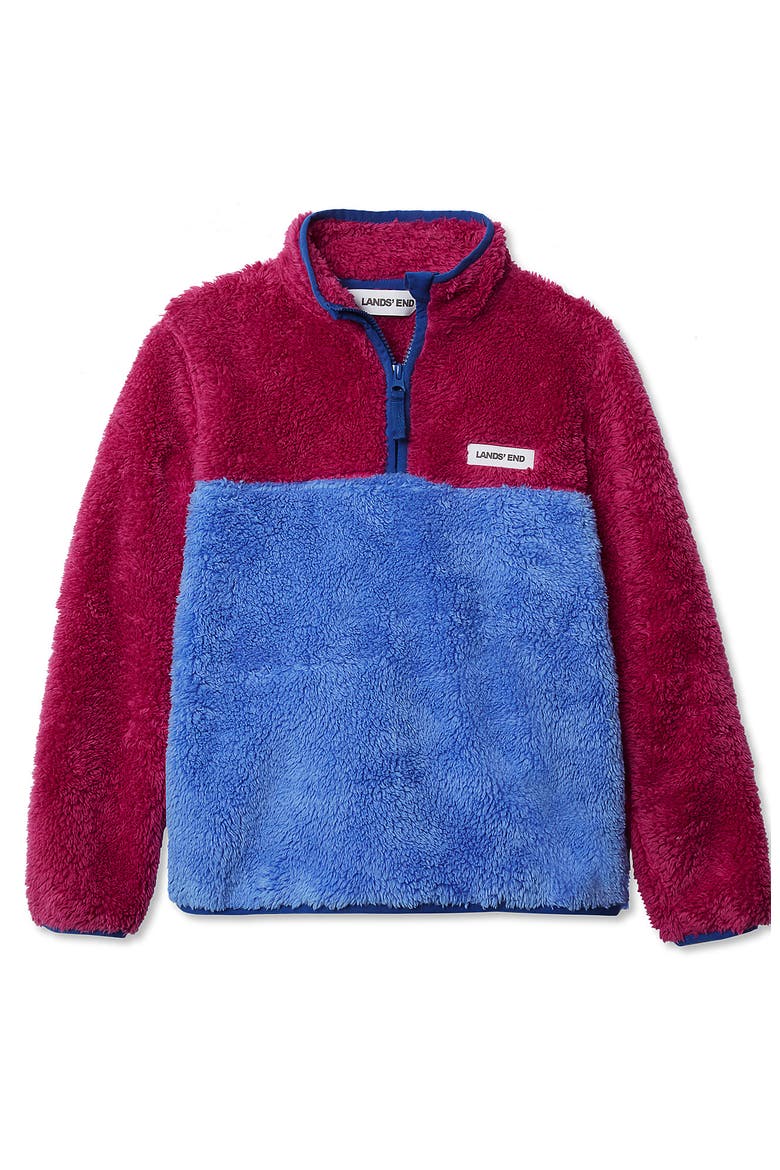 Kids Heritage Fleece Quarter Zip Pullover Top, Main, color, Rose Violet/Sky Blue