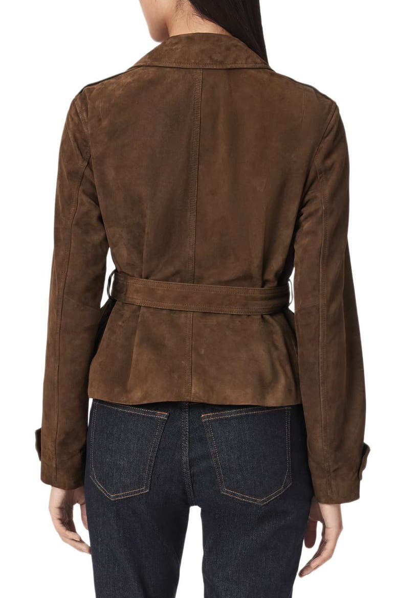 Okena Cropped Suede Jacket, Alternate, color, HOT CHOC BROWN