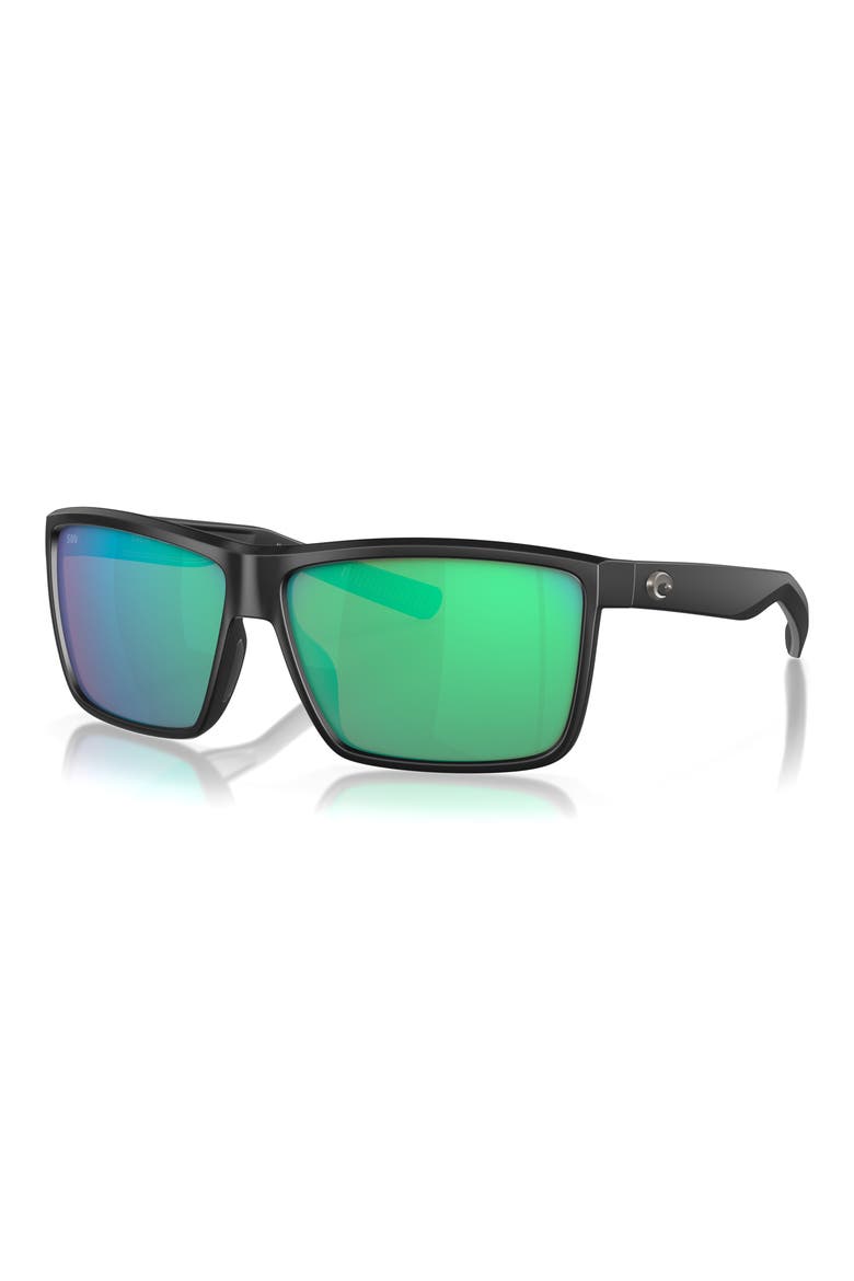Rinconcito 60mm Polarized Rectangular Sunglasses, Alternate, color, BLACK GREEN