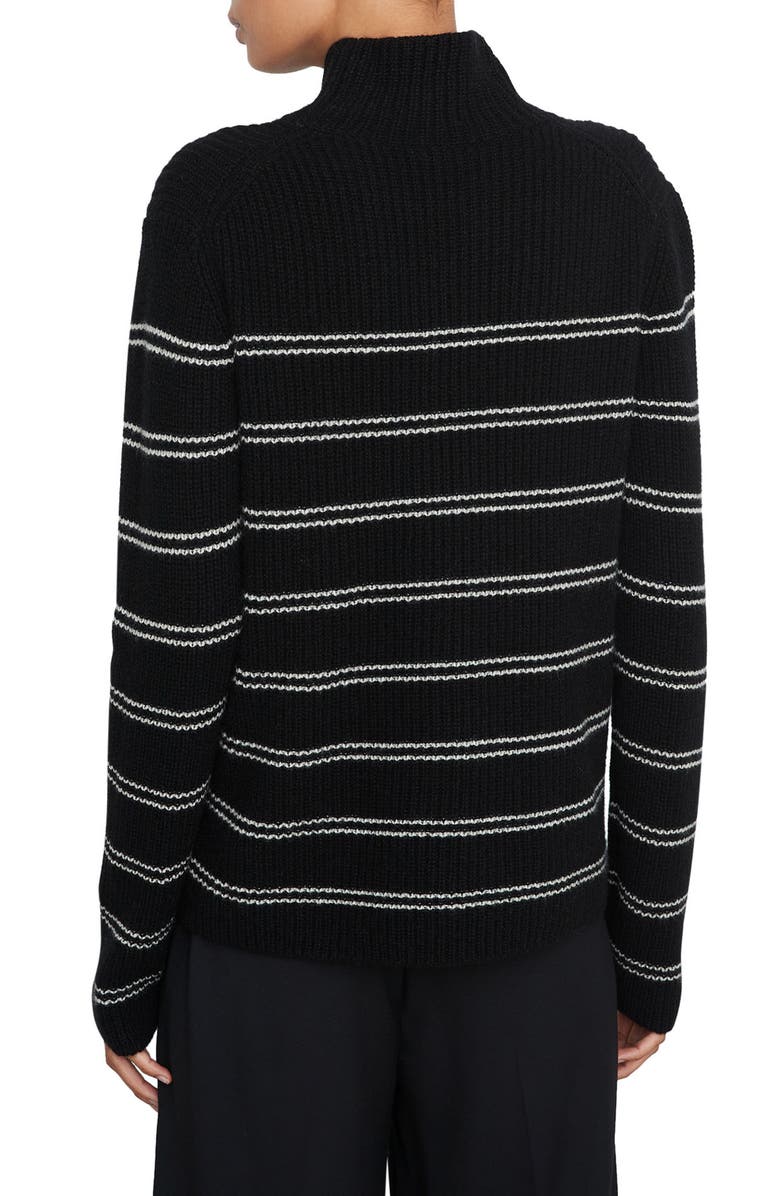 Vince Stripe Shaker Stitch Wool Blend Mock Neck Sweater, Alternate, color,
