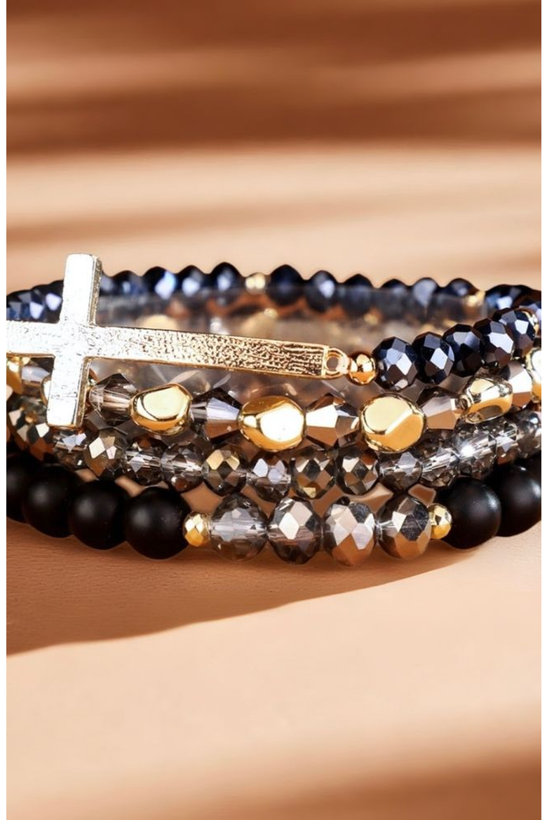 Healing Cross 4 Stack Bracelets, Alternate, color, Jet