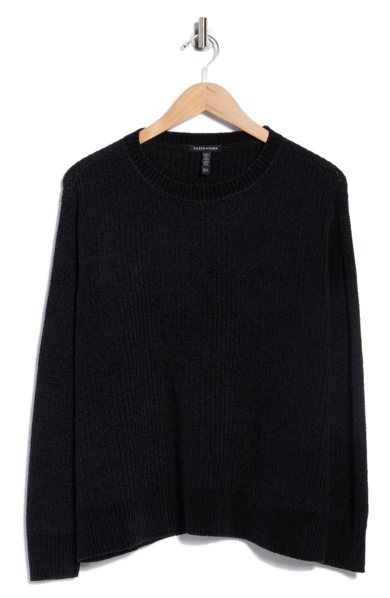 Eileen Fisher Crewneck Organic Cotton Sweater, Alternate, color, Black