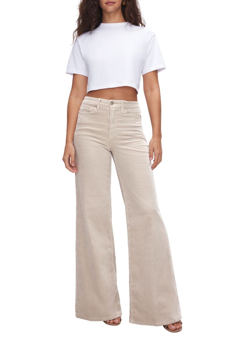 Good Waist Corduroy Wide Leg Palazzo Pants, Alternate, color, BONE001