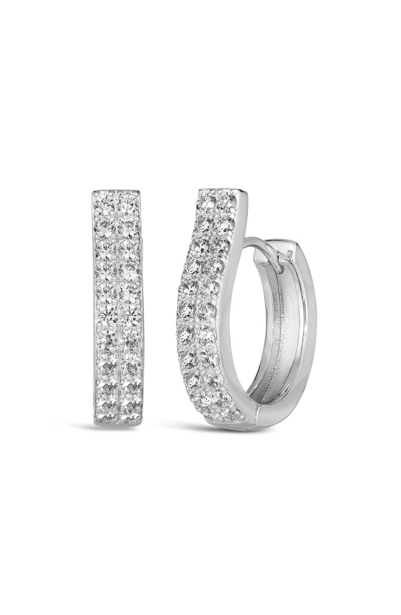 Anna Zuckerman Ola Diamond Crystalline Huggies, Main, color, Platinum