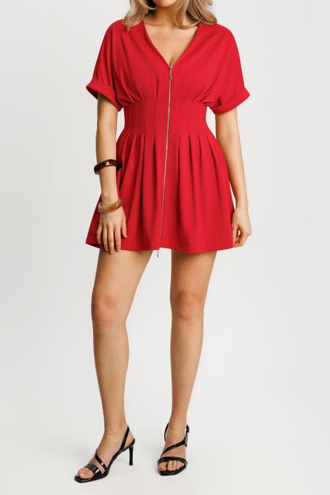 Zip Front Two-Piece Sculpting Mini Dress
