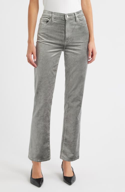 Frame Le Sleek Velvet Ankle Straight Leg Pants In Gray