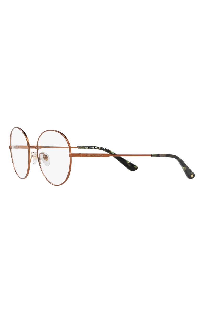 Tory Burch 51mm Round Optical Glasses, Alternate, color, Satin Bronze