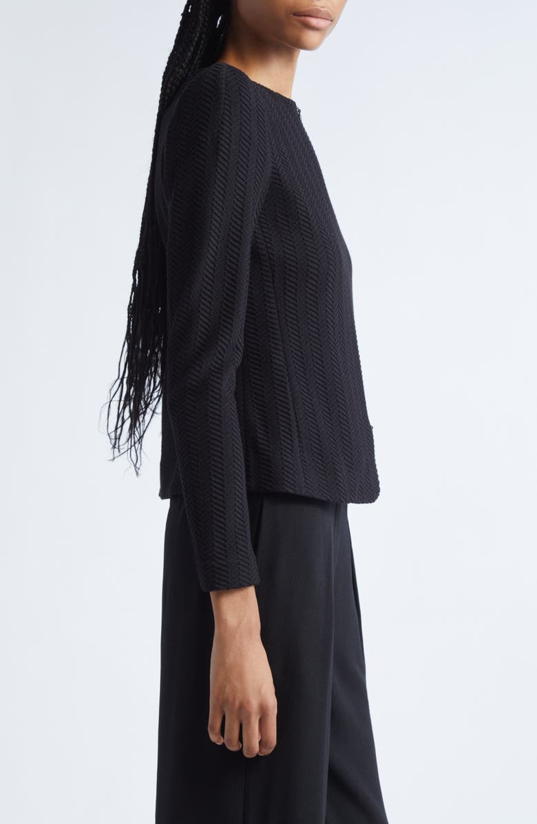 Emporio Armani Chevron Knit Jacket, Alternate, color, Solid Black